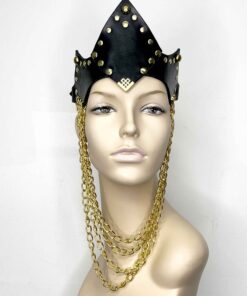Archer Black Leather Crown and Chain Cowl