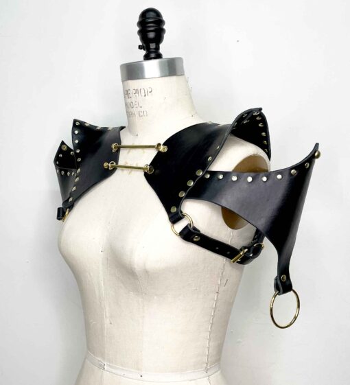 Archer Black Leather Shoulder Mantle - Image 2