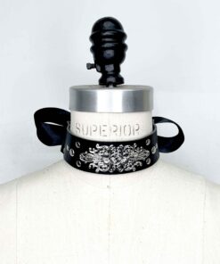 Belle Ornate Leather Collar with Ribbon