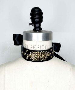Alternative view of Belle Ornate Leather Collar with Ribbon